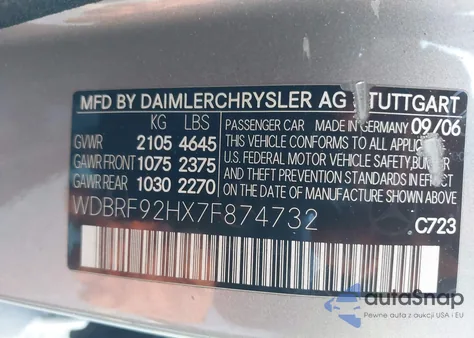 2007 Mercedes-Benz C 280 Luxury 4Matic z USA, uszkodzony, nr VIN WDBRF92HX7F874732